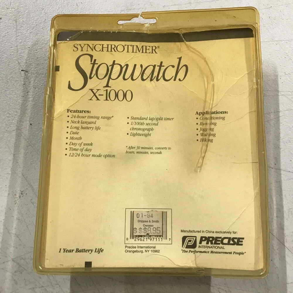 Vintage Stopwatch Precise International Synchrotimer X-1000 Black Neck Lanyard